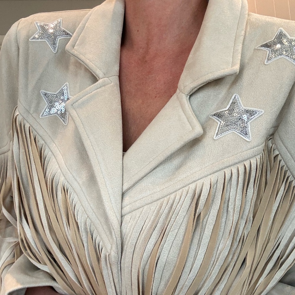 Suede with Fringe and Silver Stars Jacket